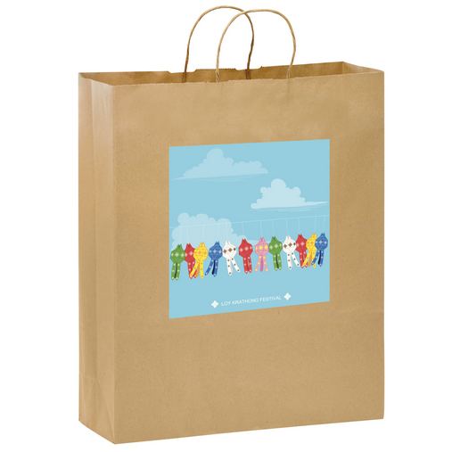 Custom Printed Natural Kraft Paper Shopper Tote Bag w/Full Color (16"x6"x19") - Color Evolution - 1N16619-CE